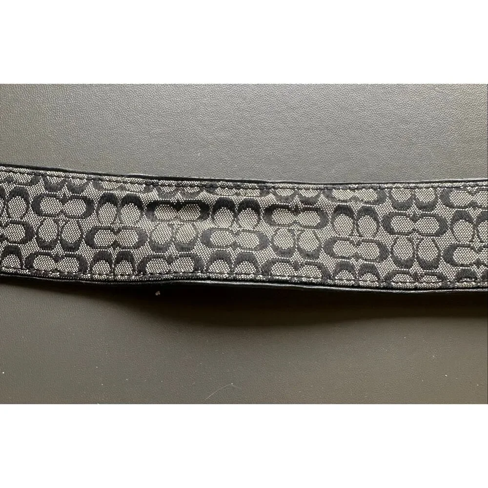 Coach Classic Mini Monogram Silver Buckle Black and white Belt 3977